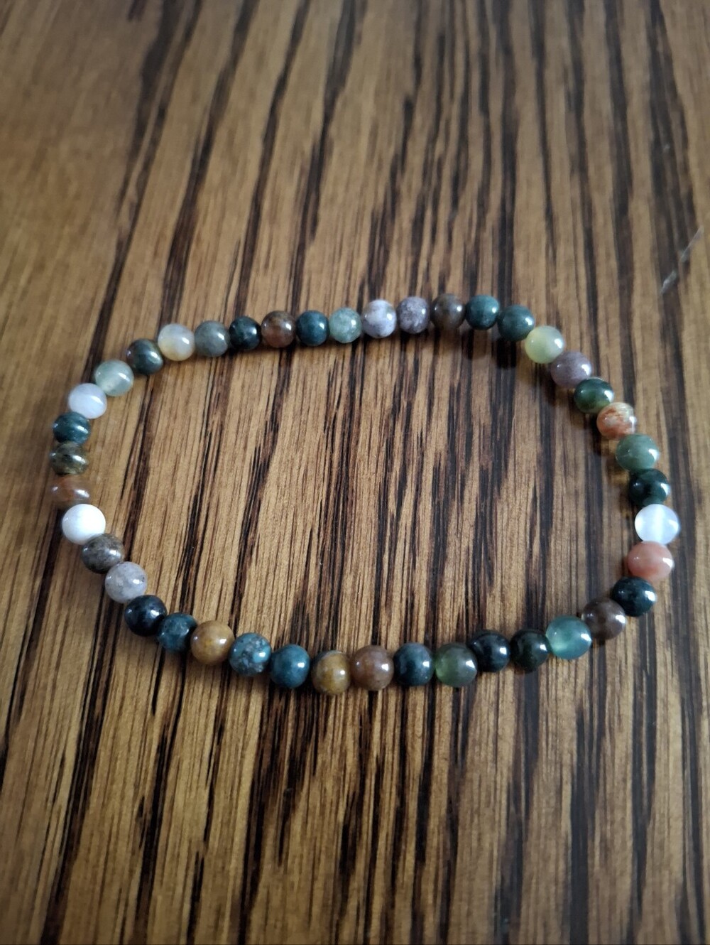 Indian Agate Natural 4mm Gemstone Stretch Bracelet 7"